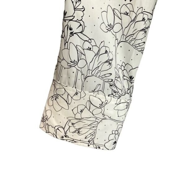 Treasure & Bond Penciled Floral Button Down Wide Sleeve Blouse Black Off White T - Picture 4 of 11